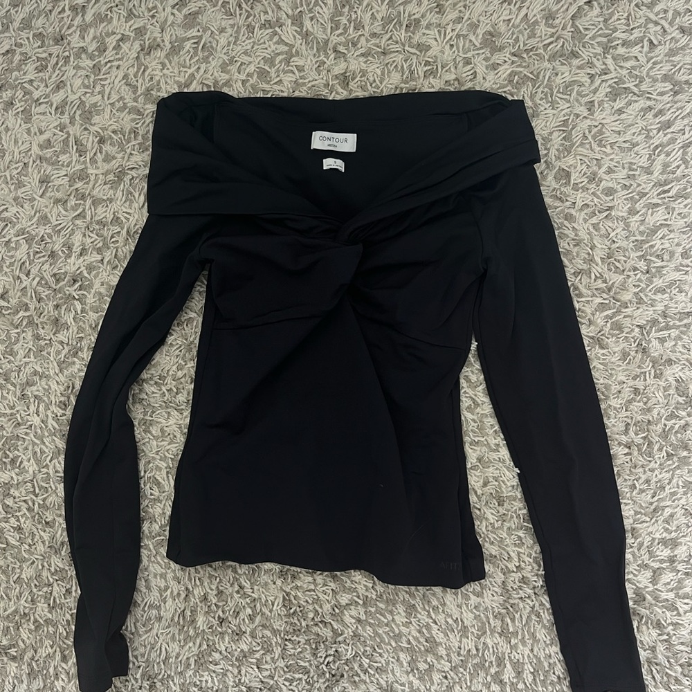 Aritzia Contour Twist Off-Shoulder Long Sleeve Top
